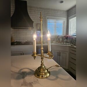 Brass Two-Arm Candelabra Table Lamp - Brass Gold Finish